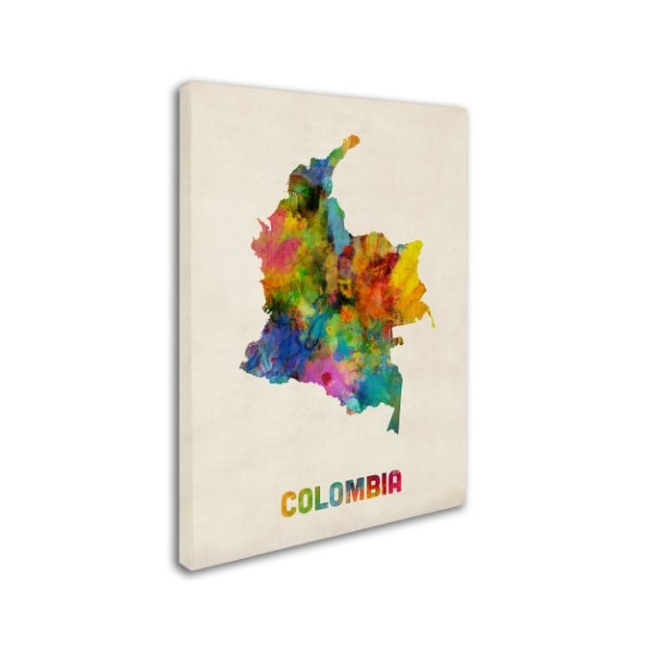 Michael Tompsett 'Colombia Watercolor Map' Canvas Art,14x19